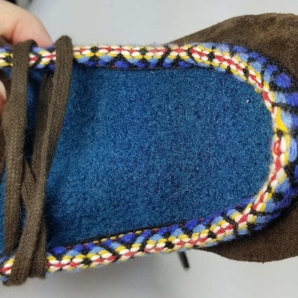 80%20 anthropologie brown suede blue tie wedge crepe sole booties 6.5 - Picture 10 of 10